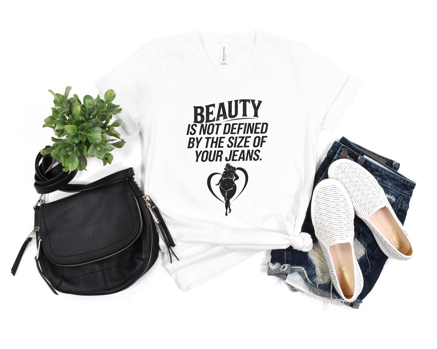 Beauty Is Not Defined By The Size Of Your Jeans V-Neck Shirt