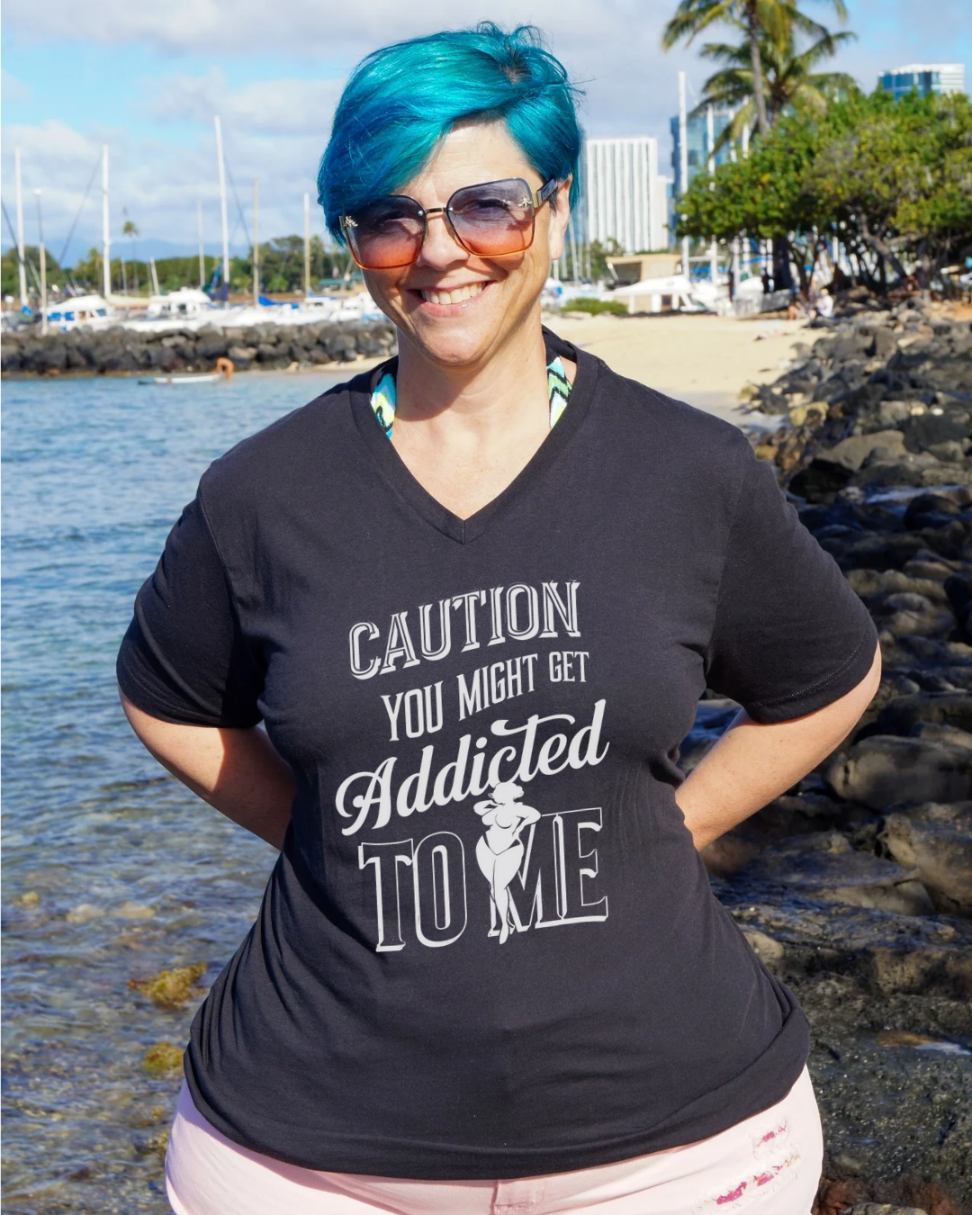 Caution You May Get Addicted To Me V-Neck Shirt