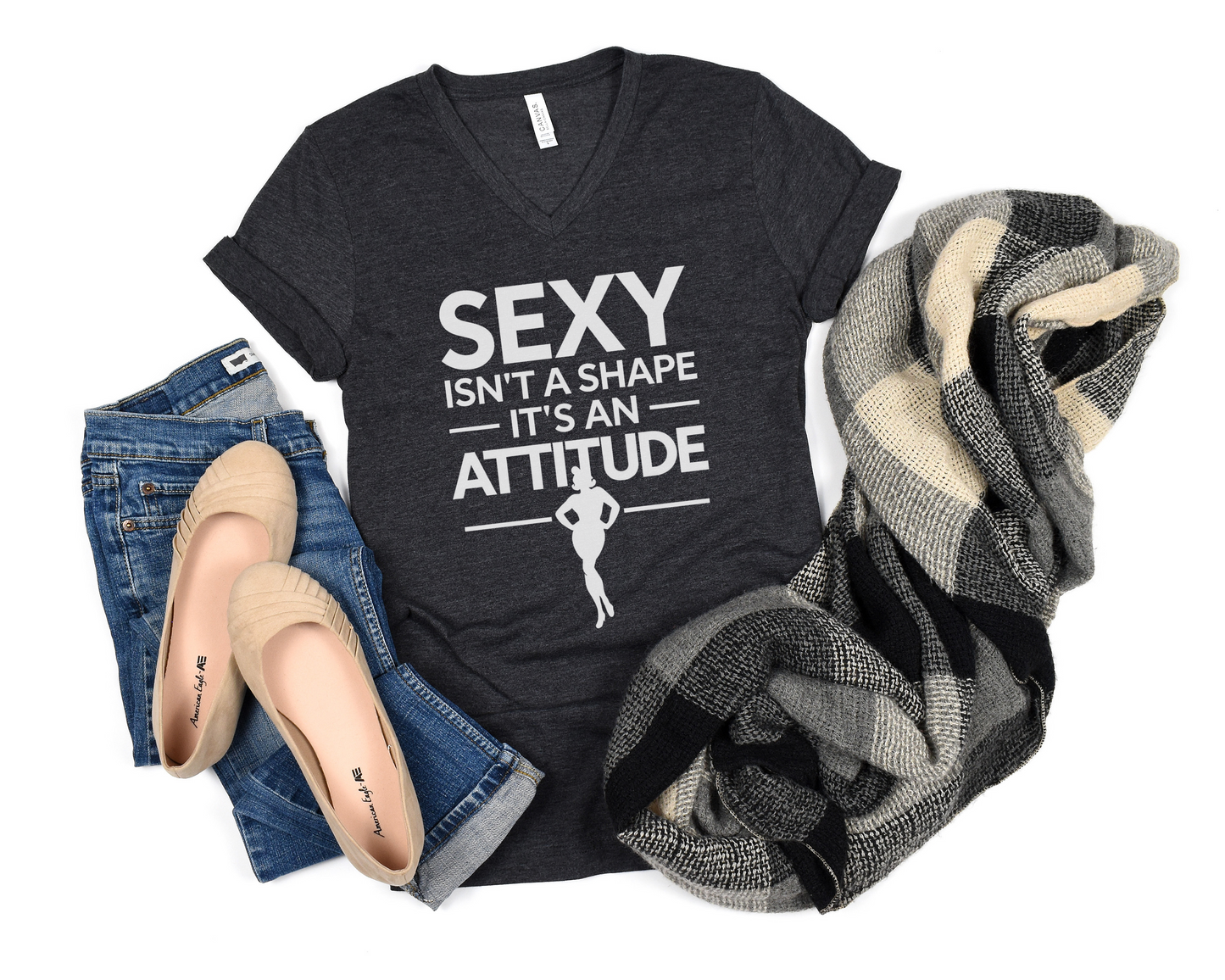 Sexy Isn't A Shape It's An Attitude V-Neck Shirt