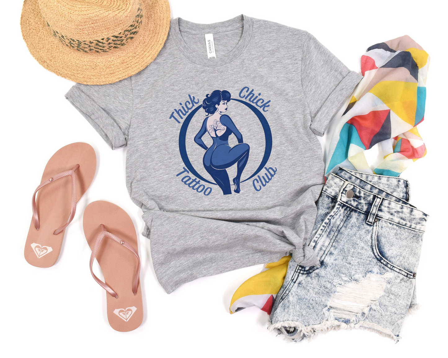 Thick Chick Tattoo Club Crew Neck Tee
