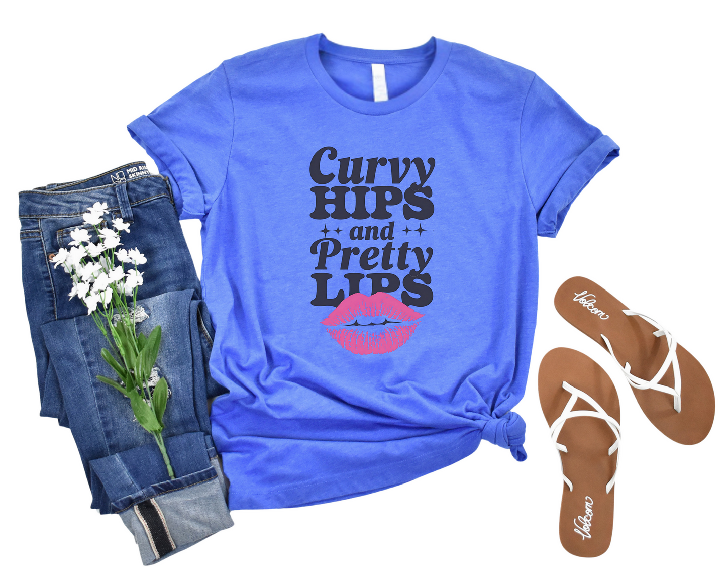 Curvy Hips and Pretty Lips Crew Neck Tee