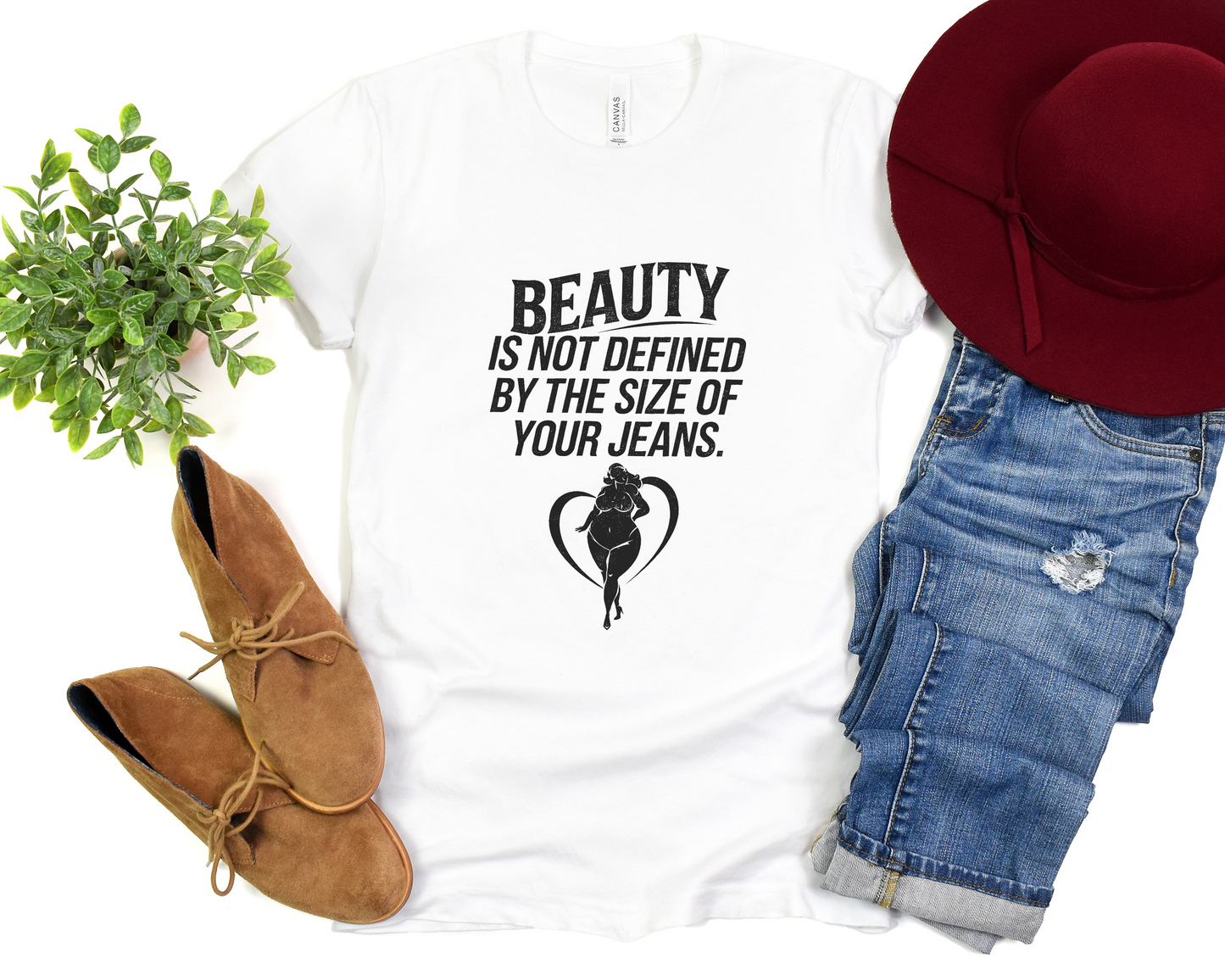 Beauty Is Not Defined By The Size Of Your Jeans Crew Neck Tee