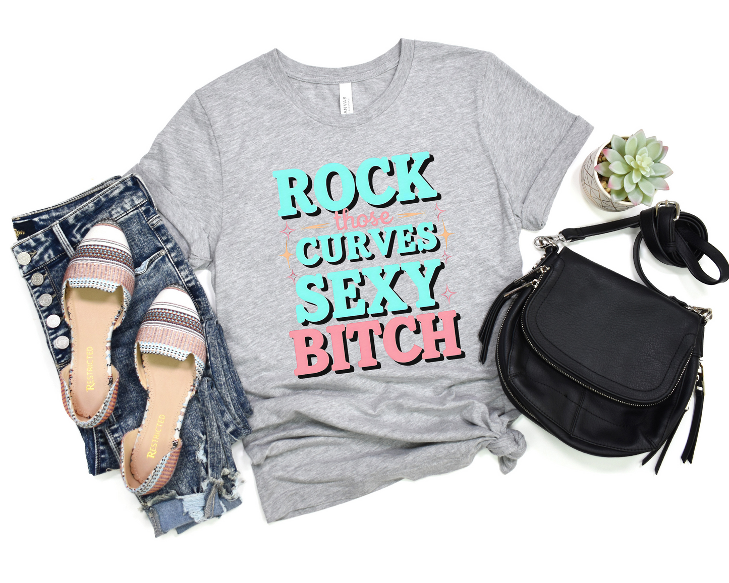 Rock Those Curves Sexy Bitch Crew Neck Tee