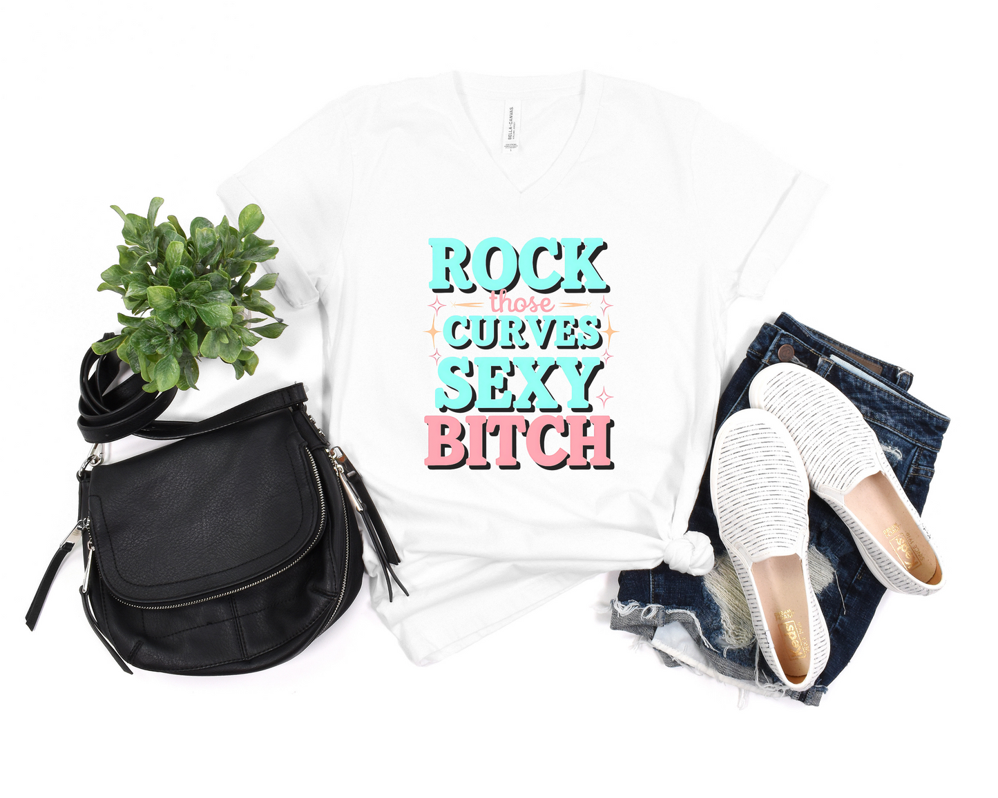 Rock Those Curves Sexy Bitch V-Neck Shirt