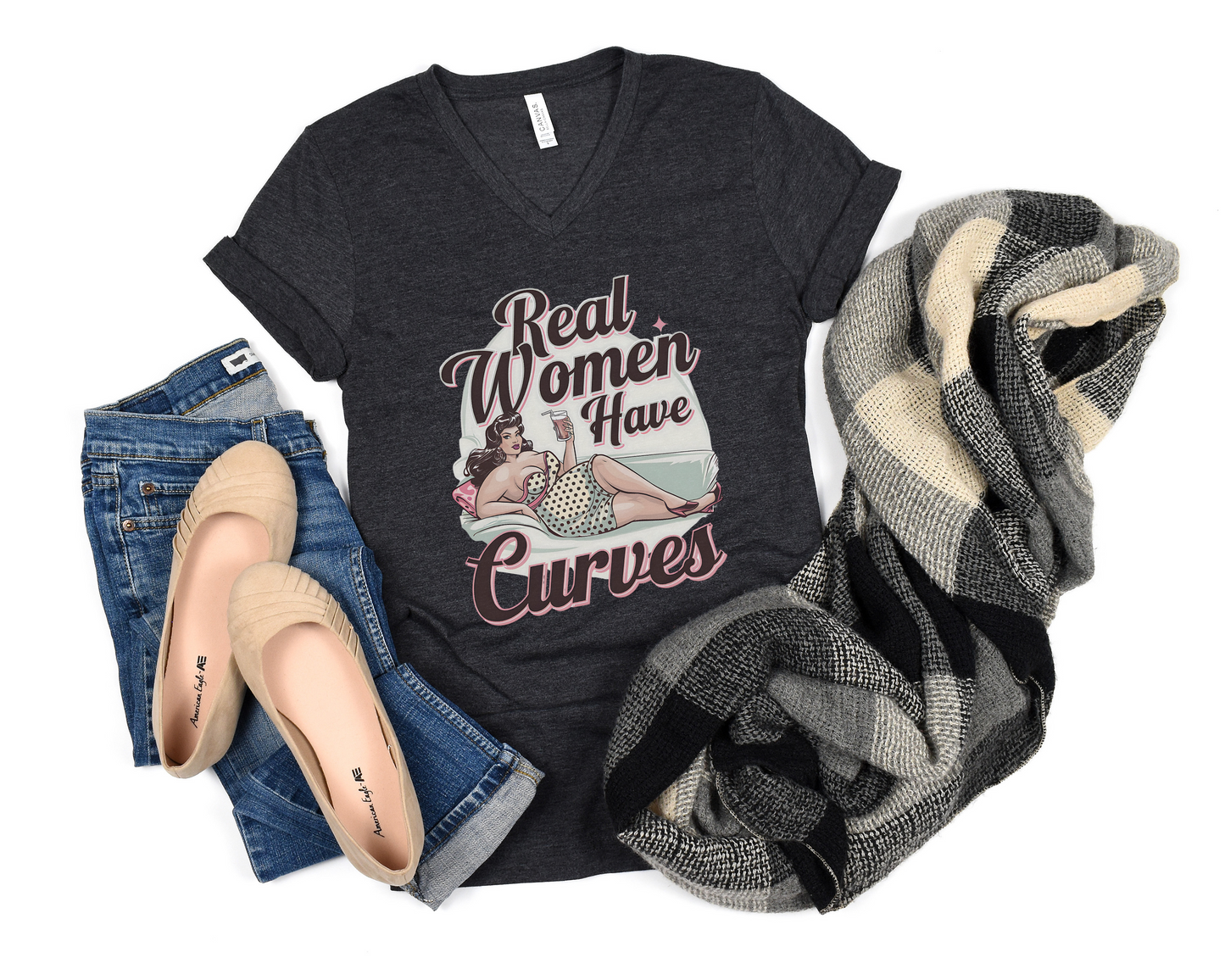 Real Women Have Curves V-Neck Shirt