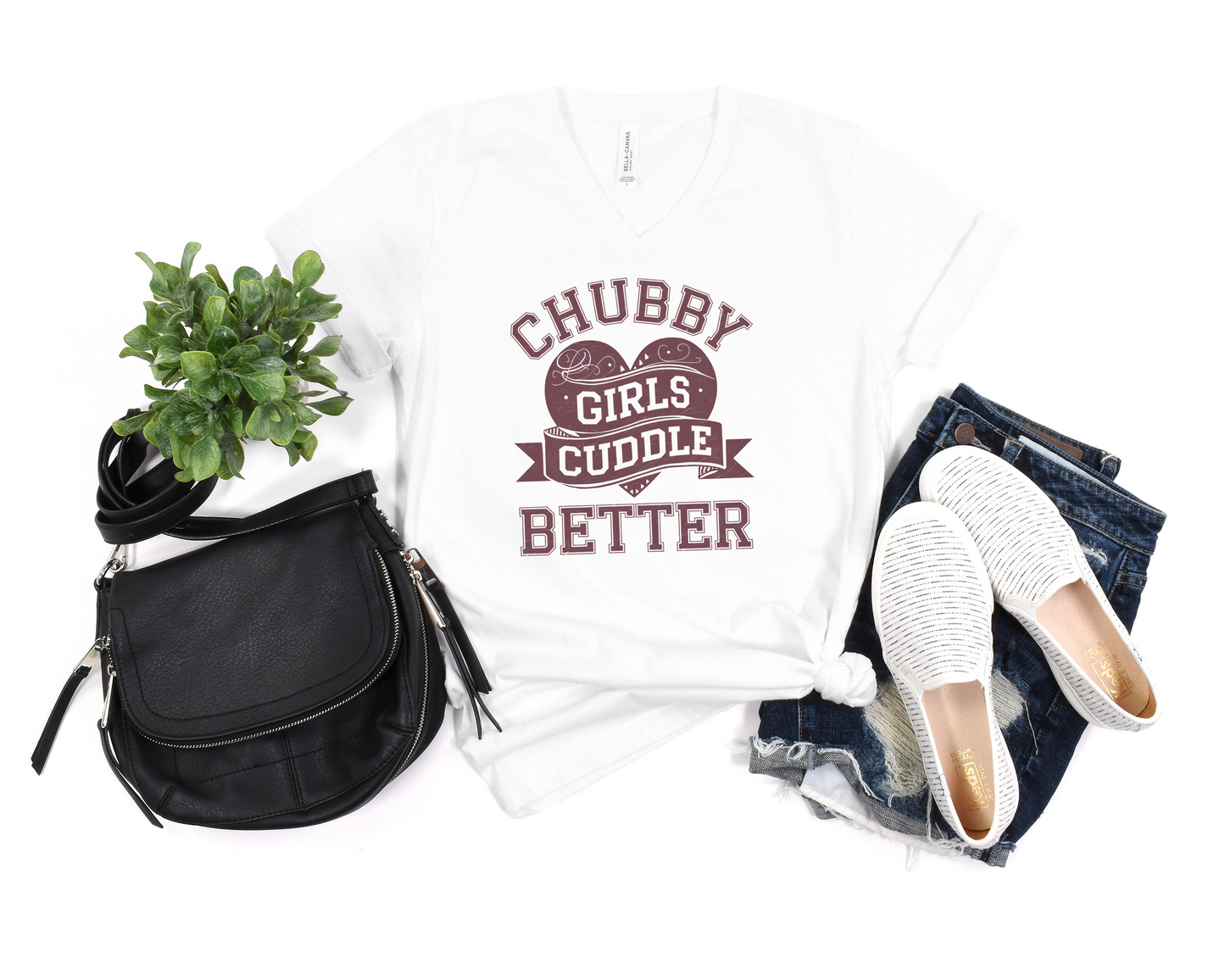 Chubby Girls Cuddle Better V-Neck Shirt