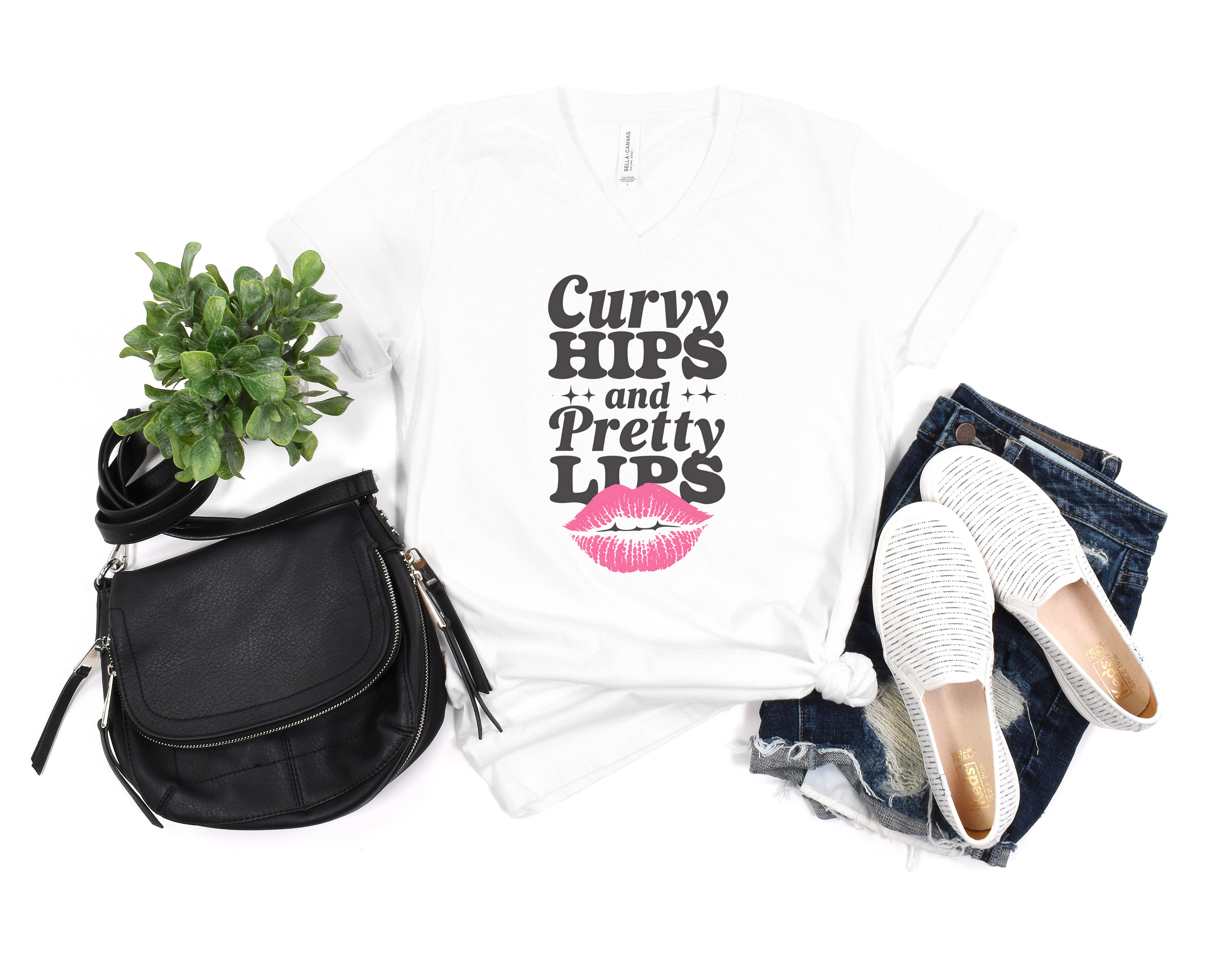 Curvy Hips Pretty Lips V-Neck