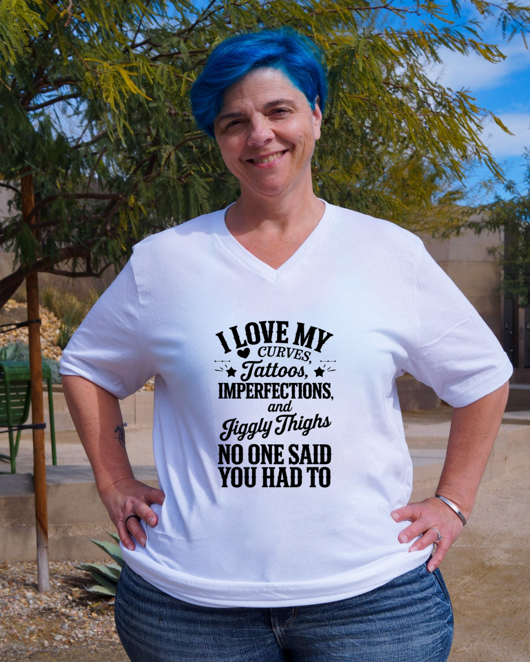 I Love My Curves, Tattoos, Imperfections and Jiggly Thighs No One Said You Had To V-Neck Shirt