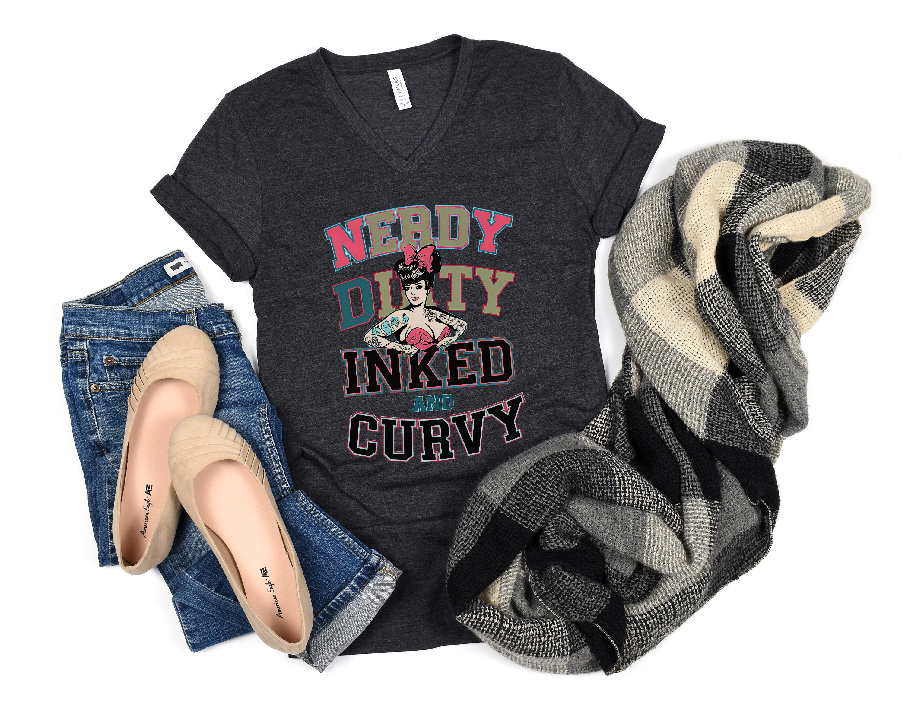 Inked And Curvy V-Neck