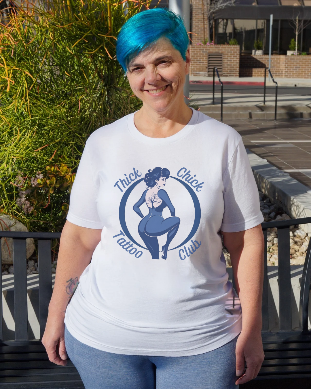 Thick Chick Tattoo Club Crew Neck Tee