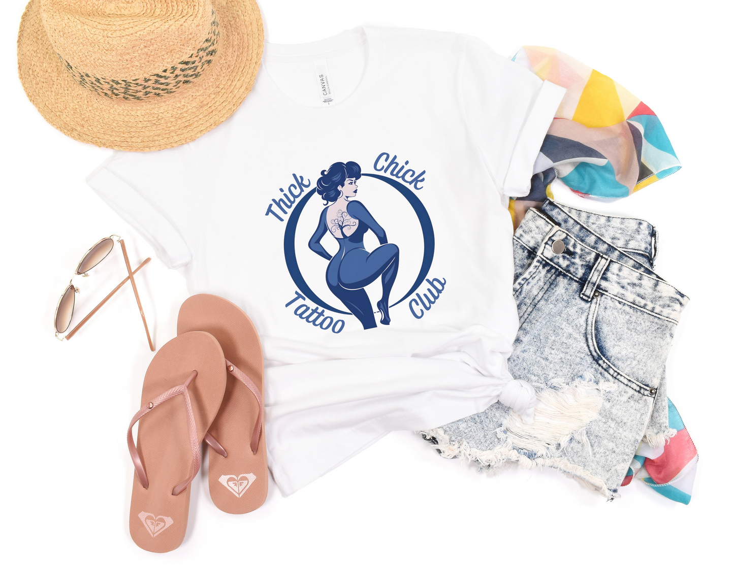 Thick Chick Tattoo Club Crew Neck Tee