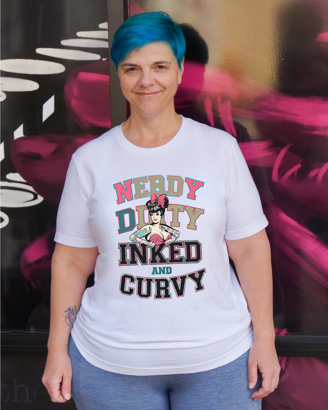 Nerdy Dirty Inked And Curvy Crew Neck Tee