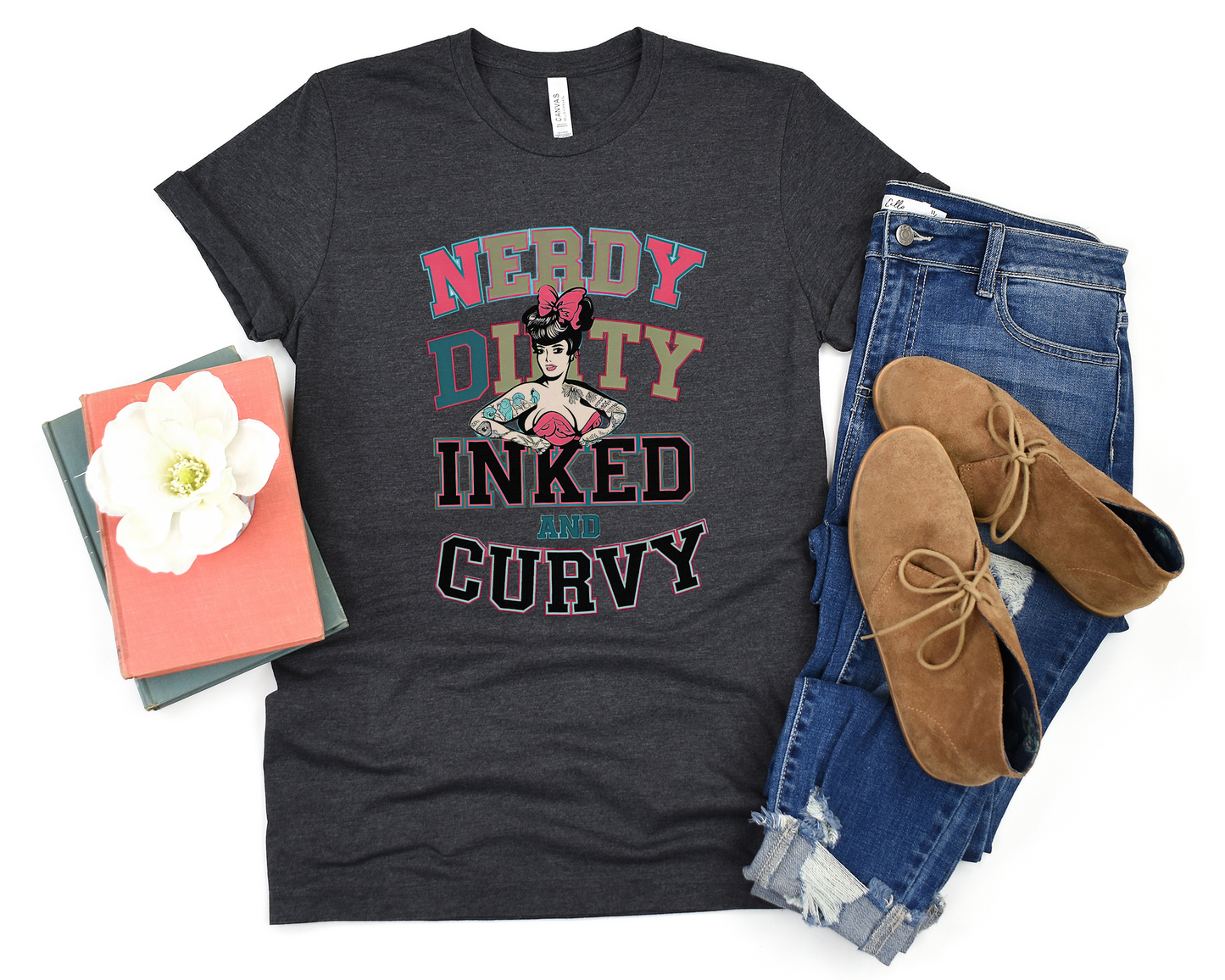 Nerdy Dirty Inked And Curvy Crew Neck Tee