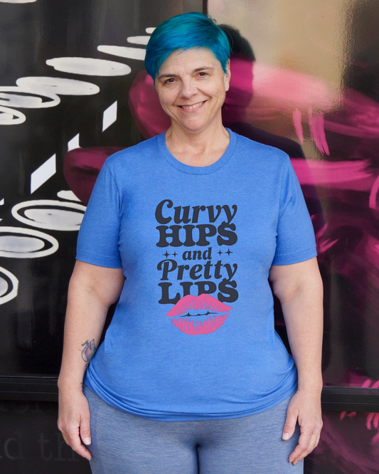 Curvy Hips and Pretty Lips Crew Neck Tee