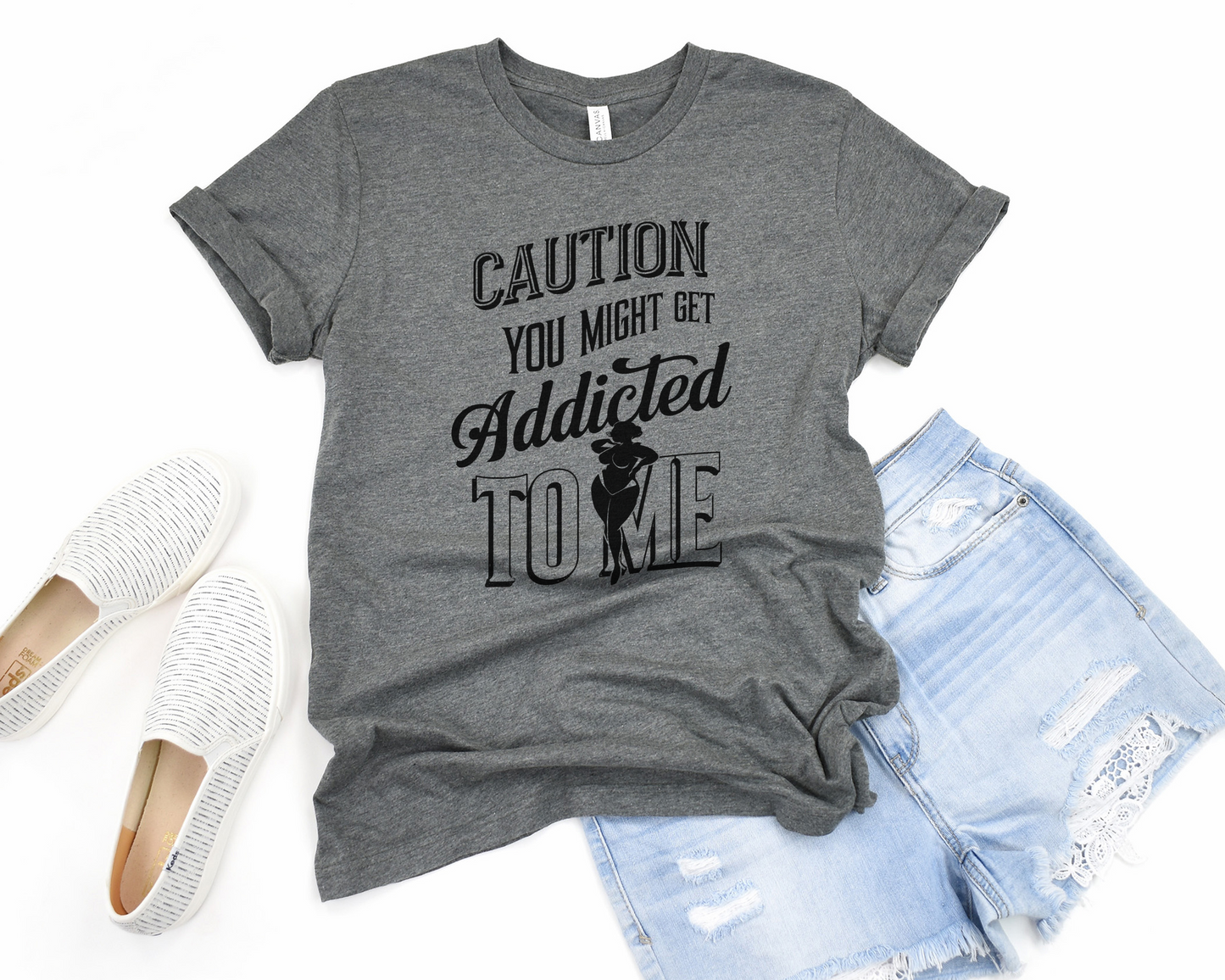 Caution You Might Get Addicted To Me Crew Neck Tee