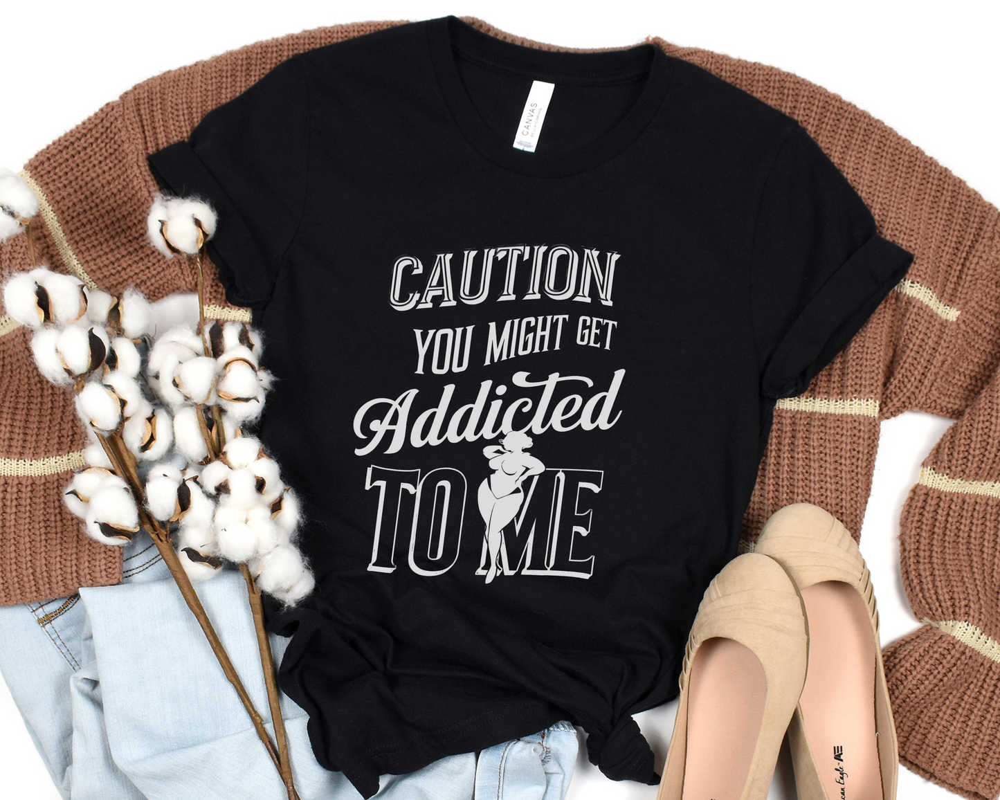 Caution You Might Get Addicted To Me Crew Neck Tee