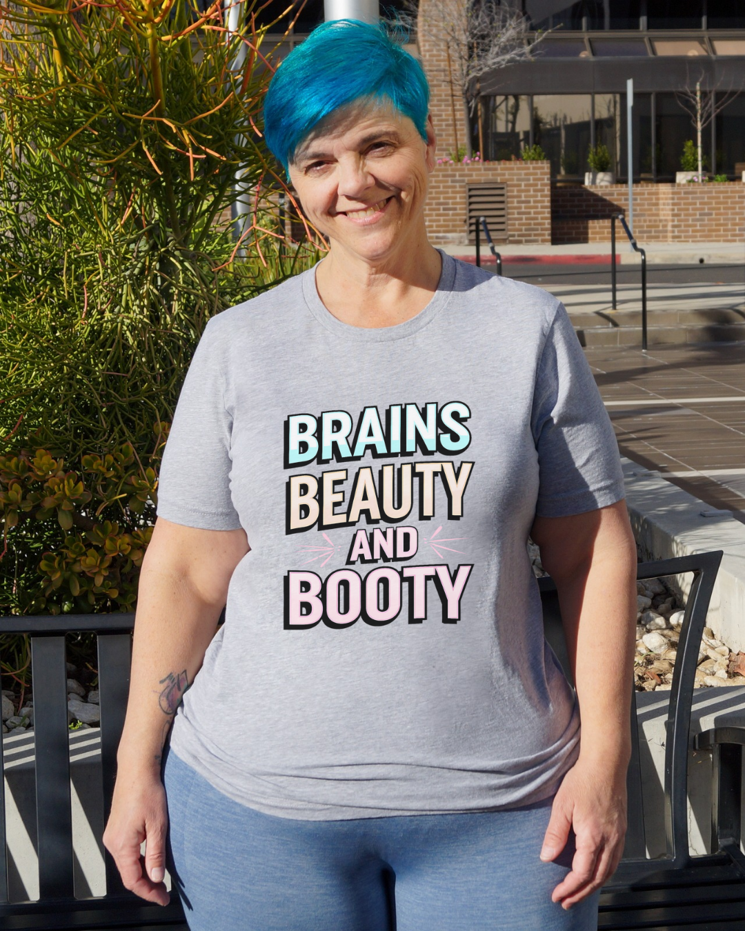 Brains Beauty and Booty Crew Neck Tee