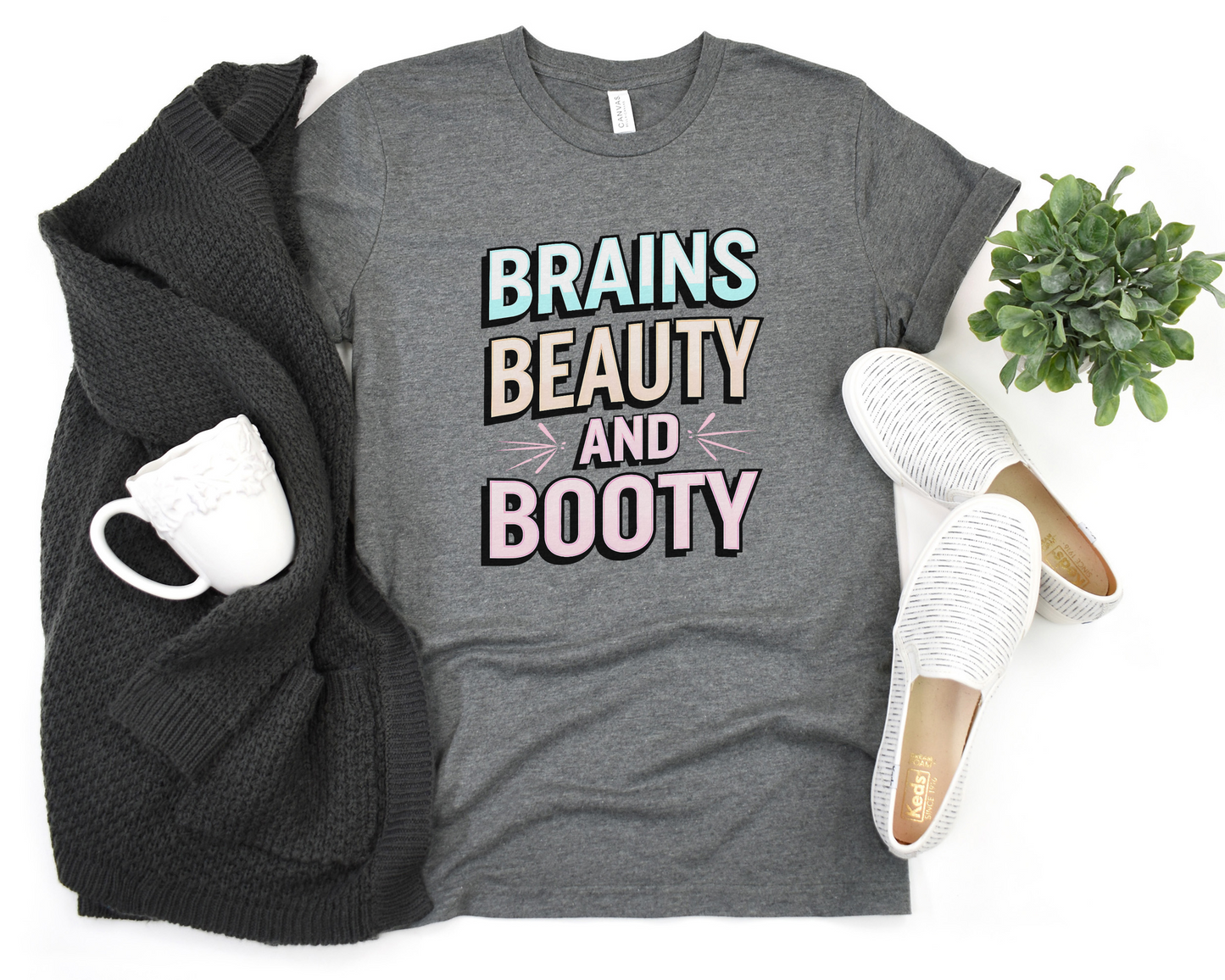 Brains Beauty and Booty Crew Neck Tee
