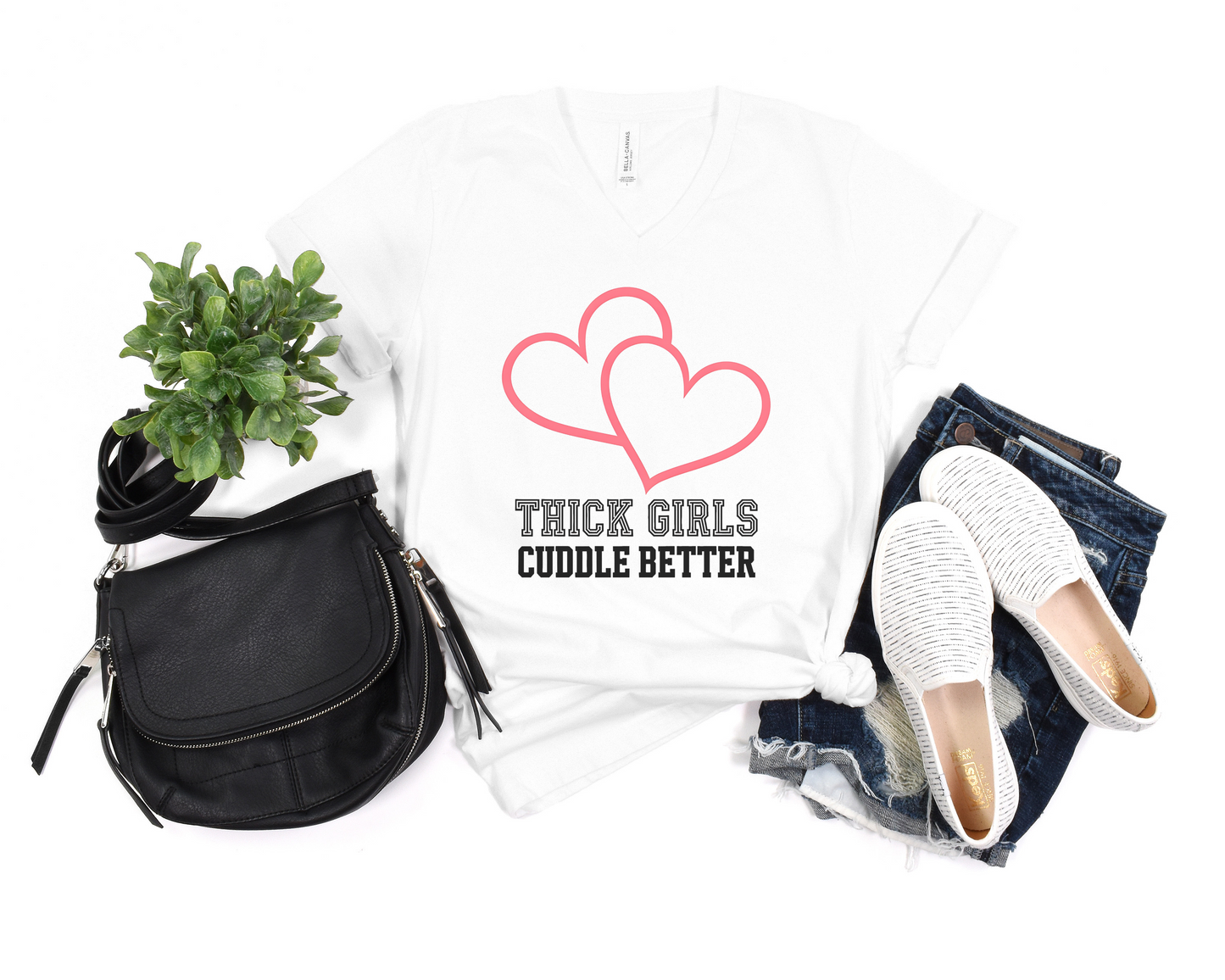Thick Girls Cuddle Better V-Neck Shirt