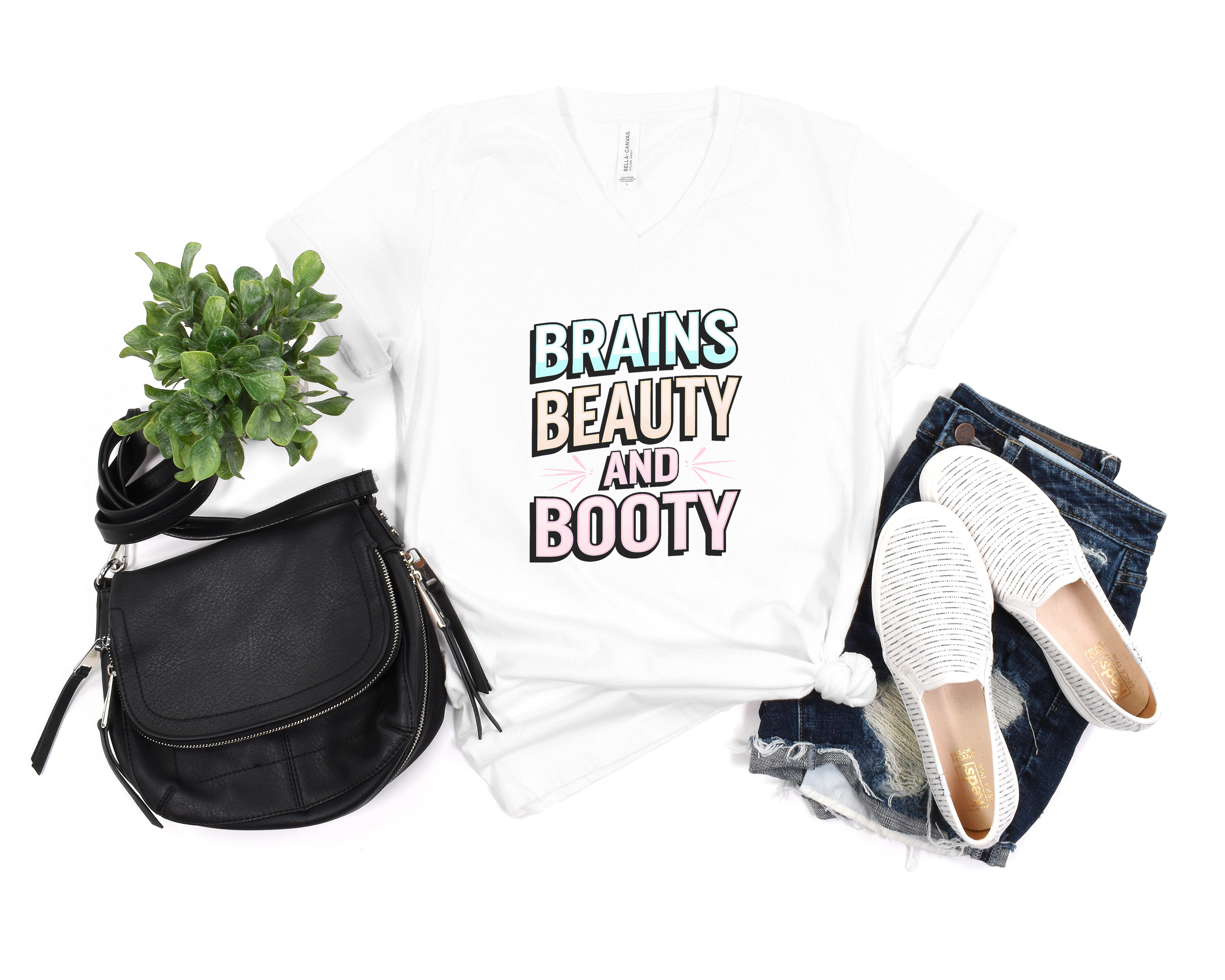 Brains Beauty and Booty V-Neck