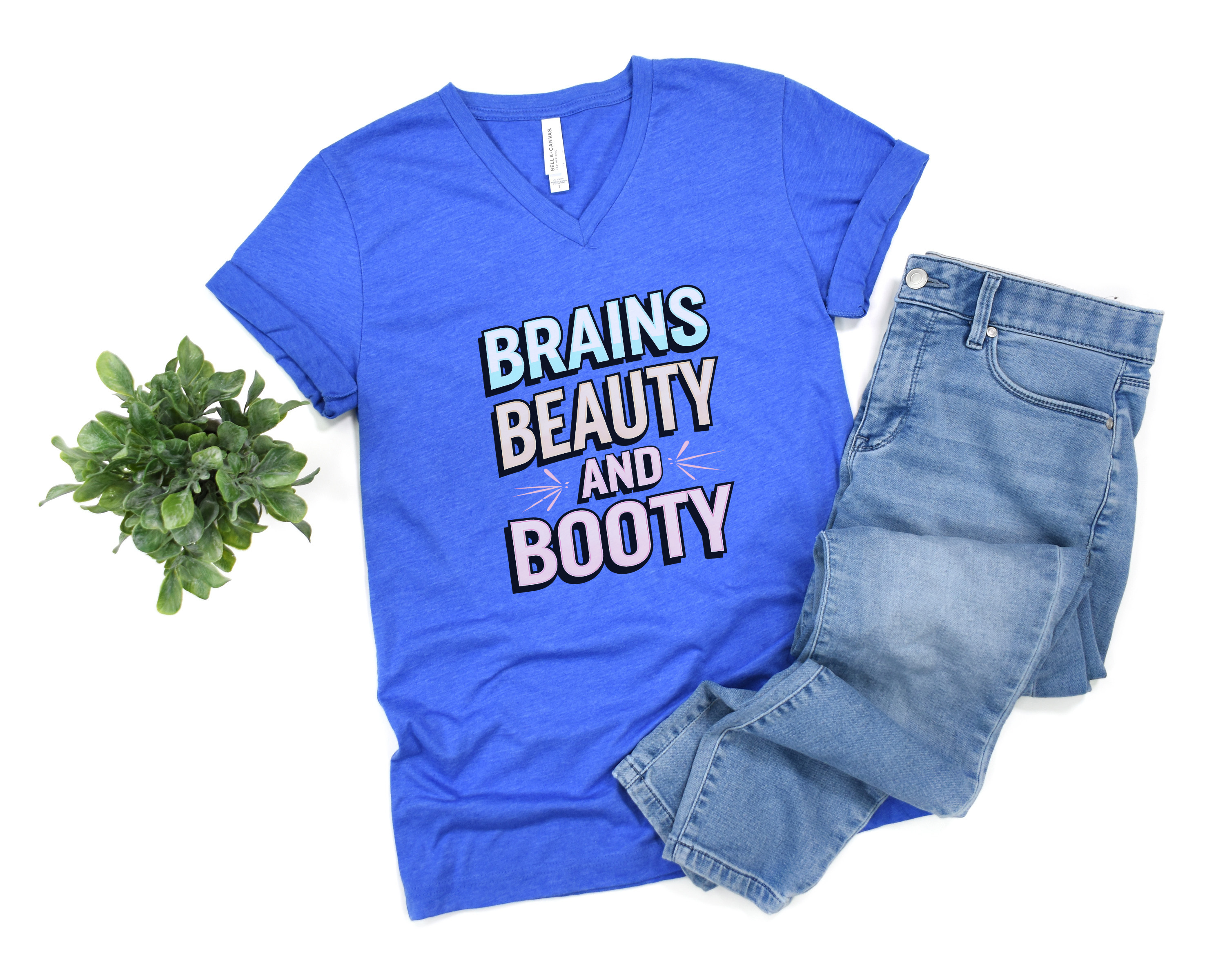 Brains Beauty and Booty V-Neck