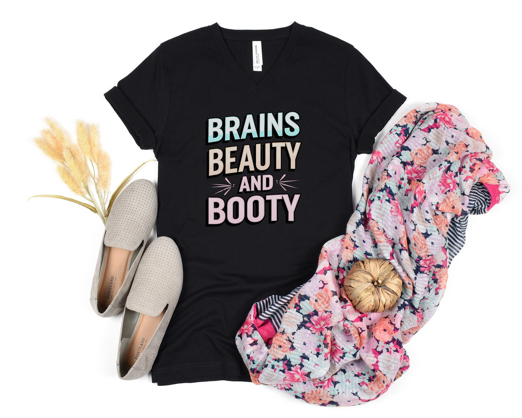 Brains Beauty and Booty V-Neck