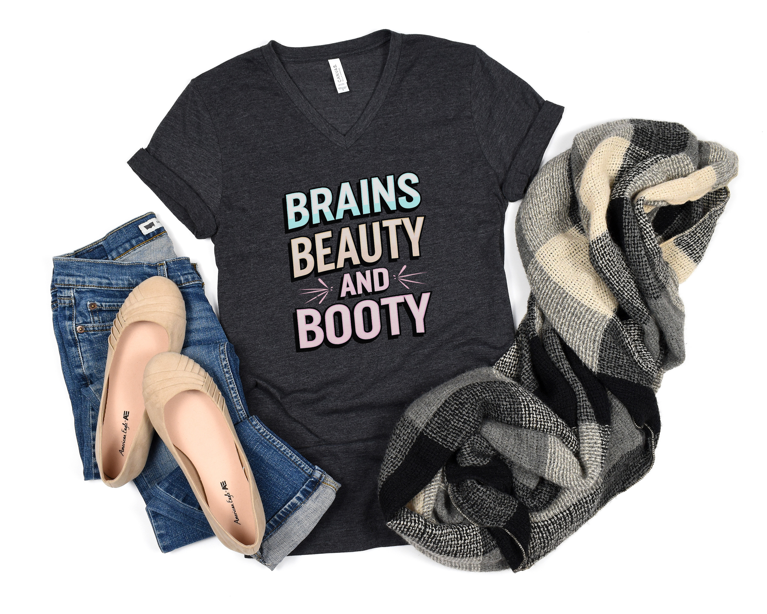 Brains Beauty and Booty V-Neck