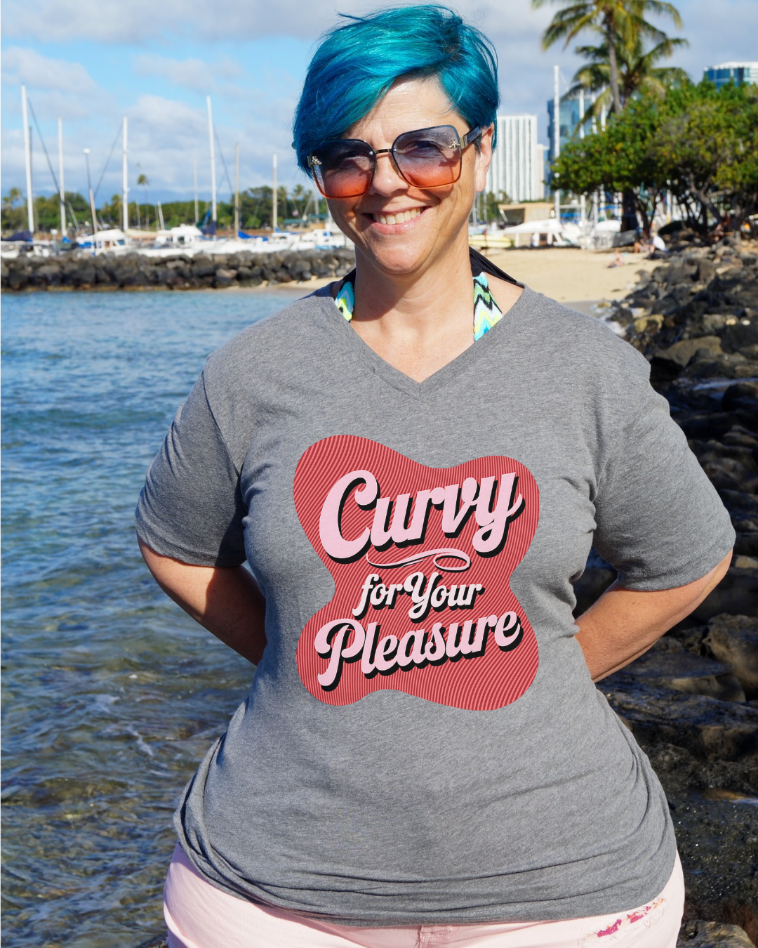 Curvy For Your Pleasure V-Neck Shirt