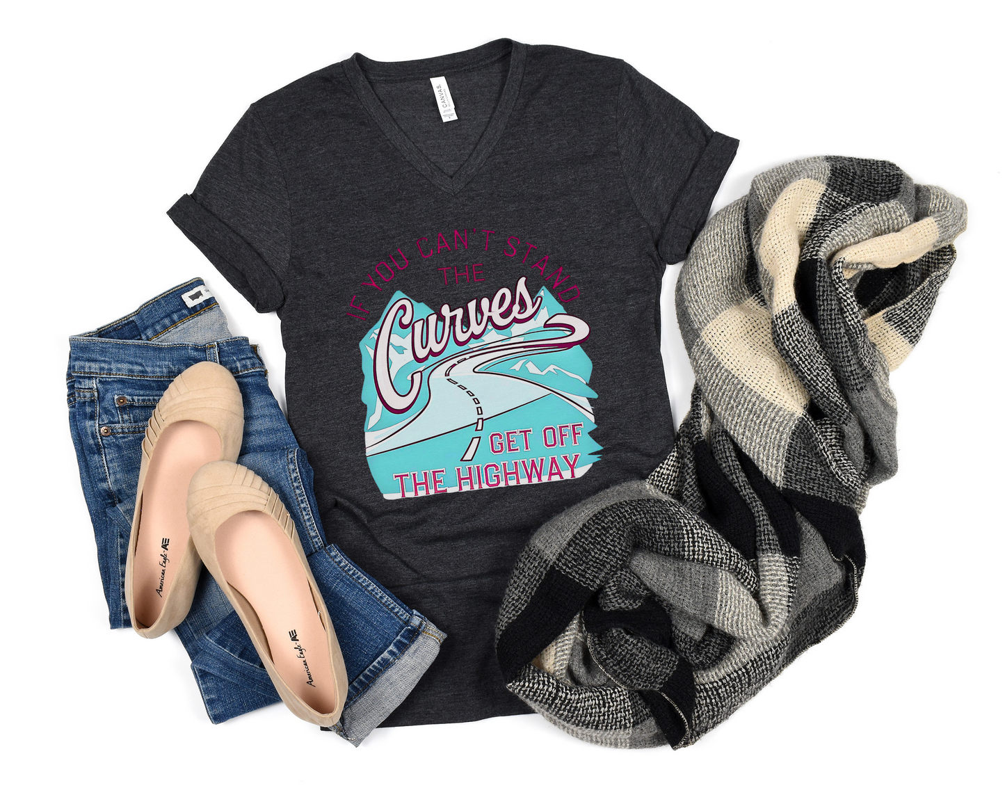 If You Can't Stand The Curves Get Off The Highway V-Neck Shirt