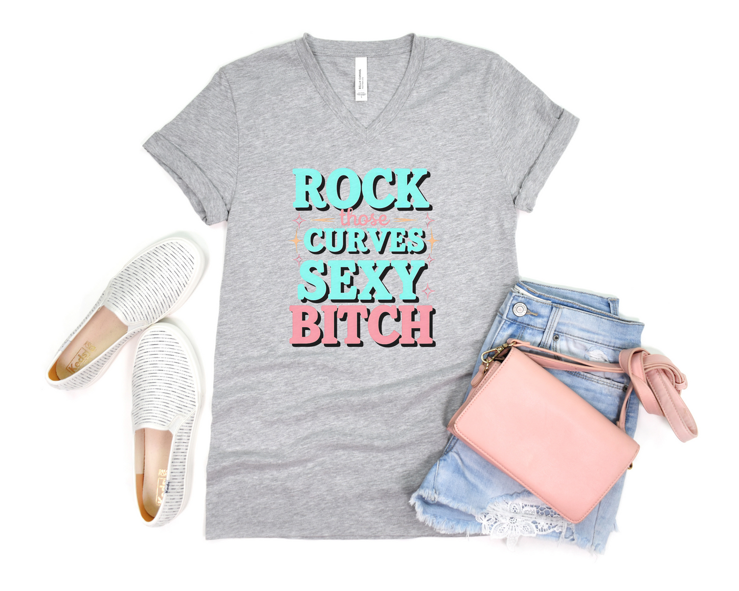 Rock Those Curves Sexy Bitch V-Neck Shirt