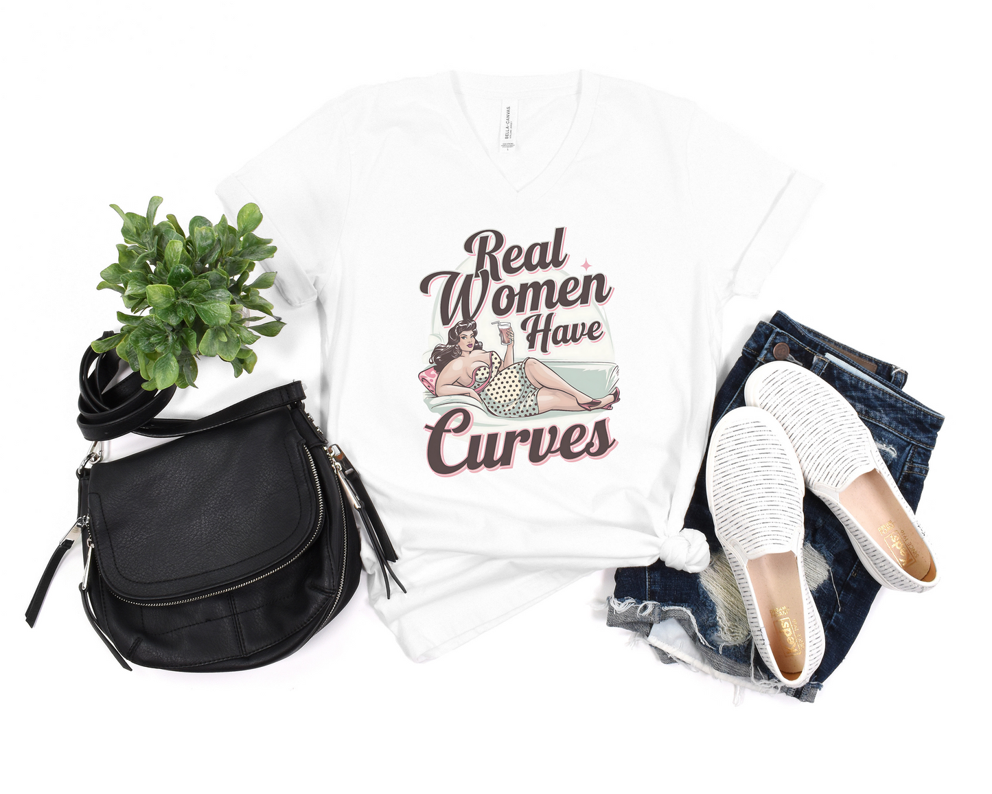 Real Women Have Curves V-Neck Shirt